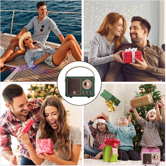 Retro Bluetooth Speaker, Vintage Decor, Mini Wireless Bluetooth Speaker, Cute Old Fashion Style for Kitchen Desk Bedroom Office Party Outdoor Accessories for iPhone Android (Green)
