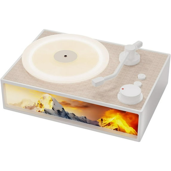 Retro Bluetooth Speaker Vintage Vinyl Record Player Style Portable Wireless Speaker with Aroma Diffuser Night Light Old Fashioned Classic Phonograph Style Speaker Support TF Card AUX(White)