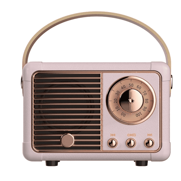 Retro Bluetooth speaker, small wireless Bluetooth speaker, suitable for kitchen, desk, bedroom, office, outdoor gatherings, suitable for female teenagers