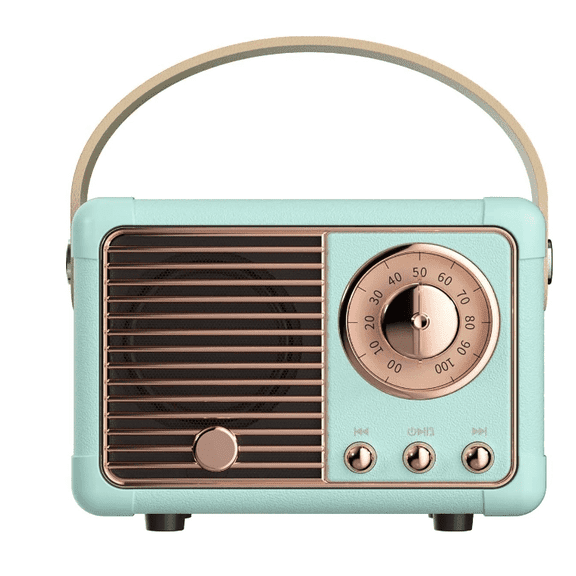 Retro Bluetooth speaker, small wireless Bluetooth speaker, suitable for kitchen, desk, bedroom, office, outdoor gatherings, suitable for female teenagers