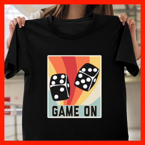 Retro Board Game Dice Rolling D6 Tabletop Strategy Game Night Unisex T-Shirt, S-3XL