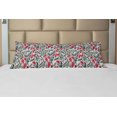 thumbnail image 1 of Retro Body Pillow Case Cover with Zipper, Colorful Boho Flowers Pattern Swirl Leaves Modern Floral Composition, Decorative Accent Long Pillowcase, Grey and Hot Pink, by Ambesonne, 1 of 1