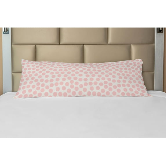Retro Body Pillow Case Cover with Zipper, Hand Drawn Style Dots in Pastel Color and Retro Style Childhood Pattern, Decorative Accent Long Pillowcase, Coconut and Blush, by Ambesonne