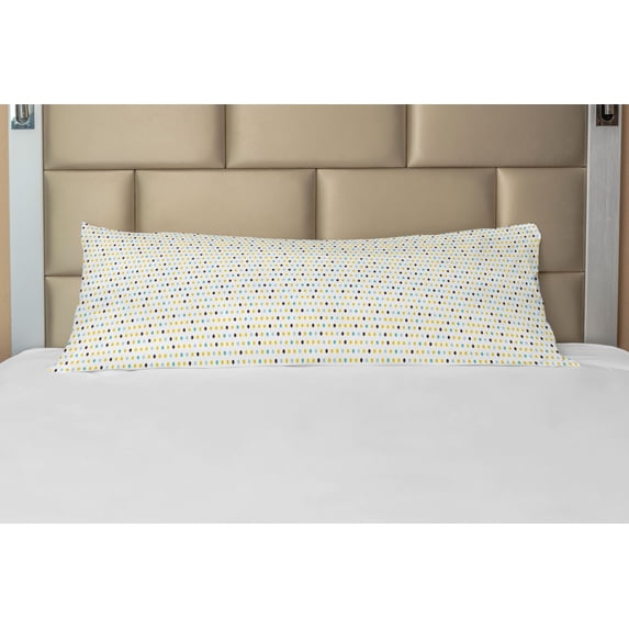 Retro Body Pillow Case Cover with Zipper, Polka Dots Rounds Vintage Retro 60s 50s Themed Image Geometric, Decorative Accent Long Pillowcase, Mint Green Marigold, by Ambesonne