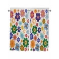 thumbnail image 1 of Retro Bohemia Floral Bathroom Window Curtain, Blue Purple Flowers Boho Style Beige Light Filtering Coffee Kitchen Curtains, Bedroom Living Room Curtains 2 Panel 84"x63", 1 of 6