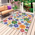 thumbnail image 1 of Retro Bohemia Floral Outdoor Rug 4x6 Ft, Non Slip Washable Area Rug, Blue Purple Flowers Boho Style Beige Patio Rugs Carpet Runner, Large Floor Mat for Indoor/Outdoor Deck Porch Camping, 1 of 8