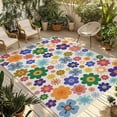 thumbnail image 1 of Retro Bohemia Floral Outdoor Rug for Patio/Deck/Porch, Non-Slip Large Area Rug 5 x 7 Ft, Blue Purple Flowers Boho Style Beige Indoor Outdoor Rugs Washable Area Rugs, Camping Rug Carpet Runner, 1 of 8
