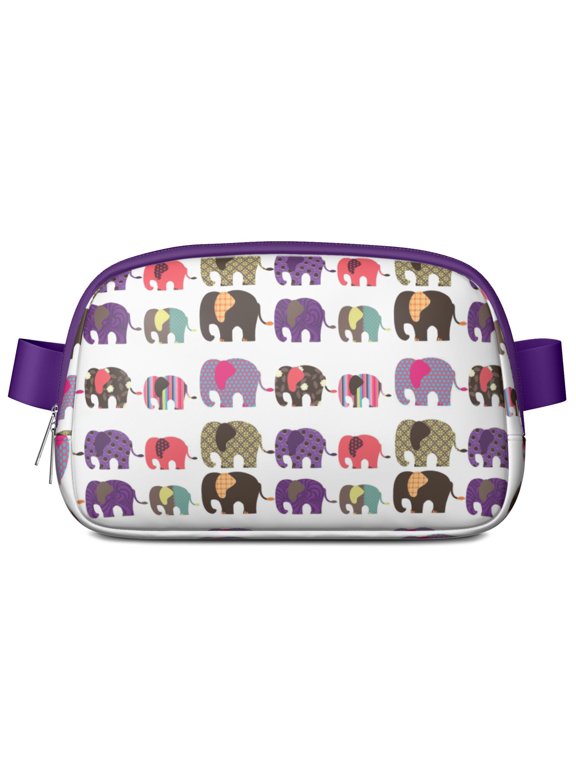 Retro Bohemian Sling Bag for Women – Elephant Pattern Waist Pack with Zipper Pockets, Water-Resistant Polyester, and Adjustable Strap for Outdoor Travel