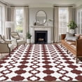 thumbnail image 1 of Retro Boho Area Rugs 5'x8', Washable Small Throw Rugs for Classroom Bedroom, Dark Red Geometric Pattern Rhombic Bohemia Indoor Outdoor Rug Non-Slip Low Pile Carpet Runner Reversible Floor Mats, 1 of 8
