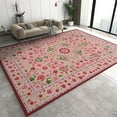 thumbnail image 1 of Retro Boho Art Girls Room Rug, Cute Bohemia Pink Brick Red Flowers Kids Area Rug, Anti-Slip Washable Durable Soft Carpet For Living Room Bedroom Nursery Entryway Hallway Kitchen 3 x 4ft, 1 of 6