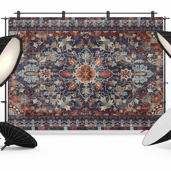 Retro Boho Backdrop for Photoshoot,Photography Photo Studio Background Wall Backdrop,Rustic Flowers Modern Geometric Abstract Art Back Drop Banner Panel for Portraits Wedding Live Streaming 8x6Ft
