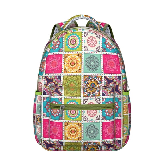 Retro Boho Backpack - Tribal Print Design, 17 Inch Laptop Compartment, Heavy Duty Water Resistant Fabric, Perfect for School, Work & Travel