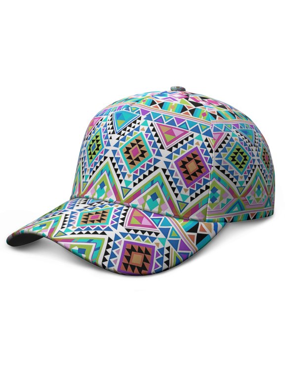 Retro Boho Baseball Cap – Adjustable Unstructured Dad Hat with Tribal Ethnic Prints, Aesthetic Gift Hat for Women and Men, Lightweight & Durable for Outdoor Use