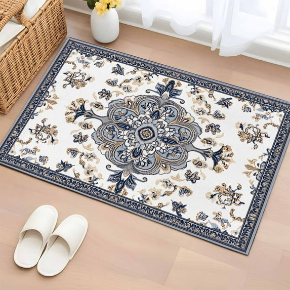 Retro Boho Bathroom Rug Washable 2x3 Entryway Rug Non Slip Aztec Tribe Ethnic Abstract Neutral Aesthetic Front Door Mat Low Pile Indoor Doormat Throw Floor Carpet for Kitchen Bedroom Entrance