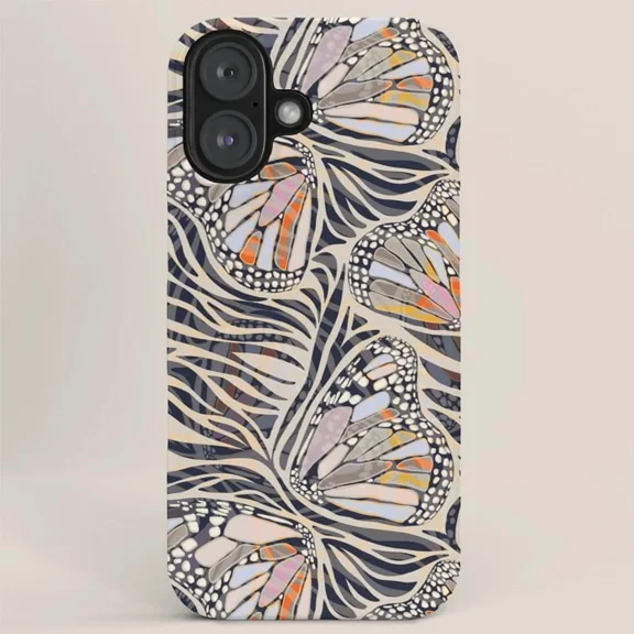 Retro Boho Butterfly Zebra Pattern Protective Case for iPhone 11 12 13 14 15 16 17 Pro Max