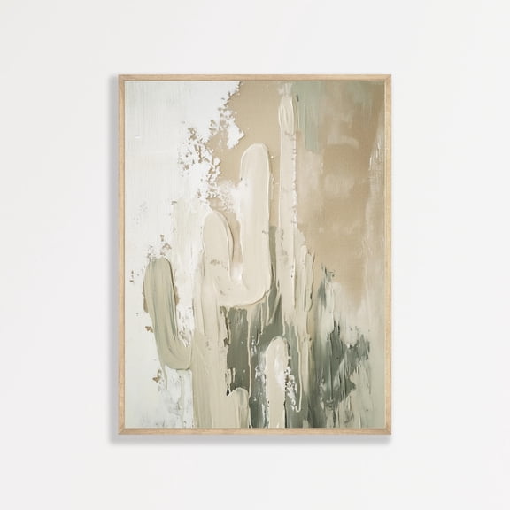 Retro Boho Cactus Wall Art Neutral Minimalist Home Decor