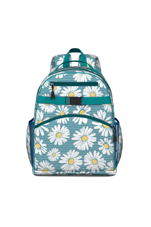 Retro Boho Daisy Bloom Backpack for Student Adjustable Padded Straps Lightweight School Backpack with Chest Buckle Water-resistant Durable Design