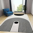 thumbnail image 1 of Retro Medieval Black Lines Area Rug, Modern Geometric Art Non Slip Living Room Rug, Stain Resistant Durable Carpet For Indoor Bedroom Office Decor Mat 5x6ft, 1 of 6