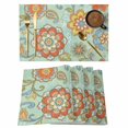 thumbnail image 1 of Retro Boho Floral Placemats Set of 8, Yellow Orange Flower Leaf Abstract Teal Non-Slip Place Mats Washable Table Mats for Kitchen Dining Table Decorations Indoor/Outdoor, 1 of 9