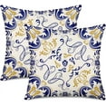 thumbnail image 1 of Retro Boho Floral Throw Pillow Cover 20x20 Inch Set of 2 Bohemian Ethnic Flower Pattern Design Decorative Pillow Cases Blue Yellow Print Farmhouse Cushion Cover for Sofa Couch, 1 of 6