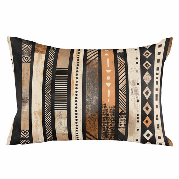 Retro Boho Geometric Throw Pillow Cover 20 x 36 Inch Decorative Pillow Cover Abstract Southwestern Ethnic Lumbar Pillowcase Seasonal Rectangle Cushion Case for Couch Sofa Bed Living Room