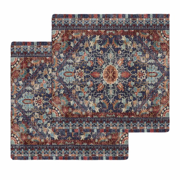 Retro Boho Kitchen Dish Towels for Drying Dishes Set of 2, Rustic Flowers Modern Geometric Abstract Art Waffle Weave Microfiber Hand Tea Bathroom Towels Quick Dry & Absorbent Towel 12x12