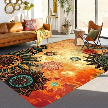 Retro Boho Mandala Carpet for Living Room Decor Sofa Table Large Area Rugs Kitchen Hallway Balcony Rugs Bedroom Non-slip Doormat