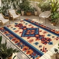 thumbnail image 1 of Retro Boho Outdoor Rug 5x7 Ft - Reversible Patio Rug Outdoor Camping Rugs, Rustic Abstract Geometric Farmhouse Aesthetic Indoor Outdoor Area Rugs, Non-Slip Outdoor Carpet Runner for Deck/Porch, 1 of 8