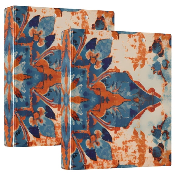 Retro Boho Pattern 3 Ring Binders 1.5 inch Hardcover File Folders with Interior Pockets A4 Size Organizer for School Office Hospital