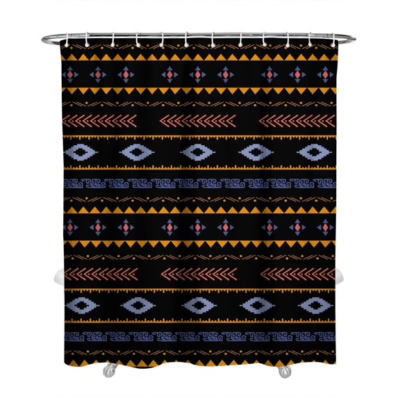 Retro Boho Pattern Shower Curtain 72x84 Inches Quick-Dry Bathroom Decor with Polyester Fabric and Plastic Rings