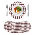 thumbnail image 1 of Retro Boho Round 13 Inch Placemats Set of 6, Dark Red Geometric Pattern Rhombic Bohemia HeatResistant Non Slip Place Mats for Dining Table, Wipeable Braided Kitchen Table Mats for Housewarming, 1 of 9