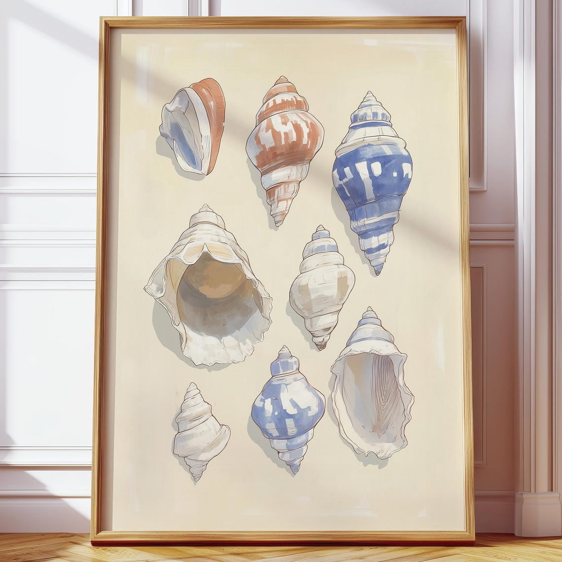 Retro Boho Seashell Print, Vintage Coastal Wall Art, Aesthetic Beach ...