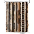 thumbnail image 1 of Retro Boho Shower Curtain, Ethnic Tribal Striped Pattern Bathroom Decor Curtains Set with Hooks, Brown Beige Waterproof Fabric Home Accessories， 72X 96 Inch Extra Long, 1 of 6
