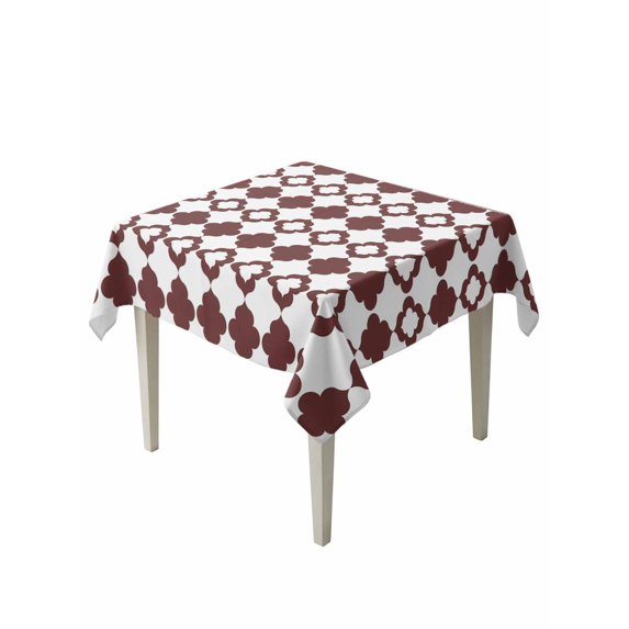 Retro Boho Suqare Tablecloth - 54 x 54 Inch, Dark Red Geometric Pattern Rhombic Bohemia Waterproof & StainResistant Tablecloth, Washable Oil-proof Table Cover for Dining/Party/Wedding/Camping/Buffet