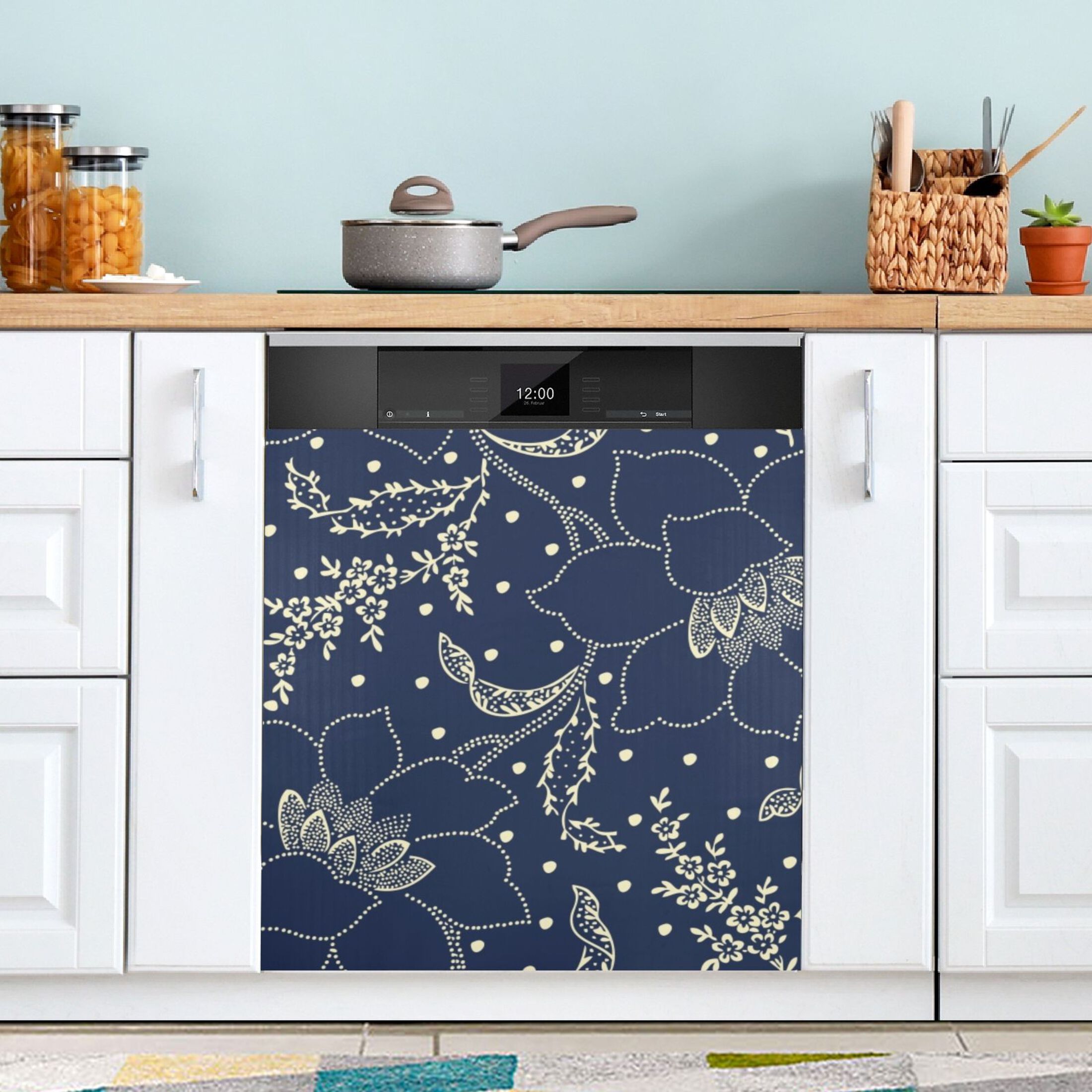 Retro Bohomia Floral Dishwasher Cover Refrigerator
