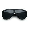 thumbnail image 1 of Retro Bold Oversized Shield Racer Plastic Sunglasses All Black, 1 of 8