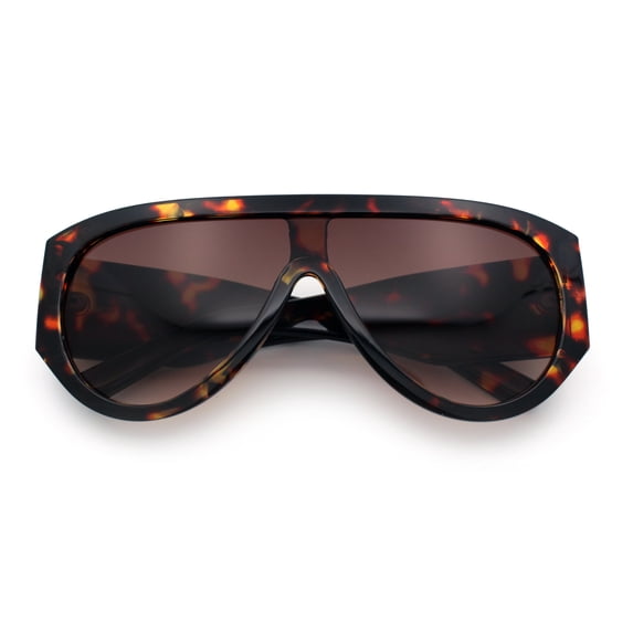 Retro Bold Oversized Shield Racer Plastic Sunglasses Tortoise - Brown