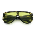 thumbnail image 1 of Retro Bold Oversized Shield Racer Plastic Sunglasses Yellow Tortoise - Yellow, 1 of 8