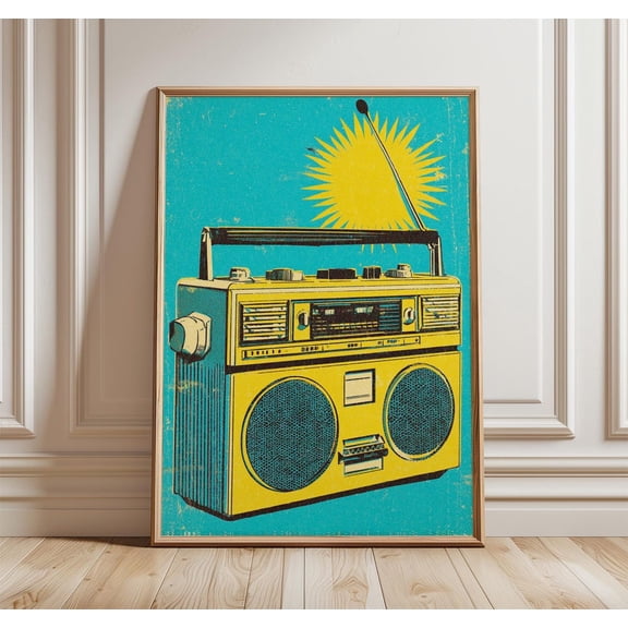 Retro Boombox 80s Pop Art Music Room Decor Audio Wall Art Decor, Unframed Poster