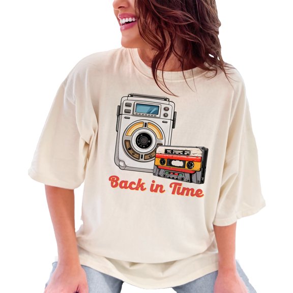 Retro Boombox and Cassette Tape Graphic Tee, Vintage Music Lover Shirt, 80s 90s Nostalgia T-Shirt, Back in Time Graphic Top, Ivory Comfort Colors T-Shirt, XL