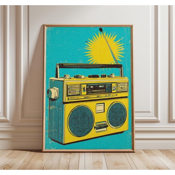 Retro Boombox Print 80s Pop Art Music Room Decor