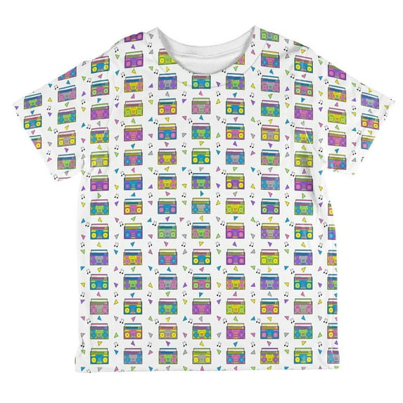 Retro Boombox Stereo Pattern All Over Toddler T Shirt Multi 6T