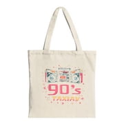Retro Boombox Tote Bag - Colorful Stars 90 s TAXIAY Text Stylish Canvas Perfect for Parties Travel & Shopping