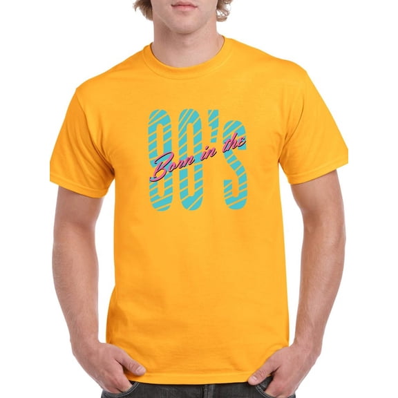 Retro Born In The 90's Graphic With Futuristic Font Men Gold T-Shirt, Male XX-Large