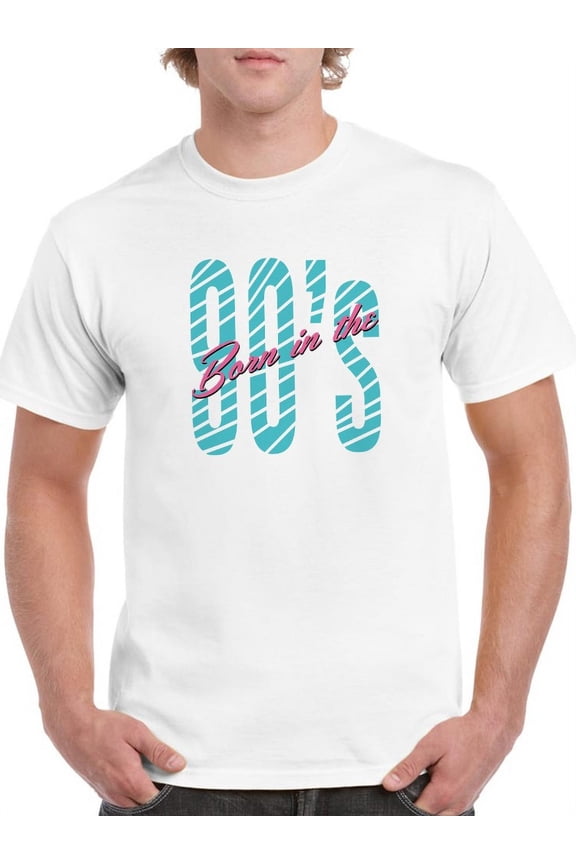 Retro Born In The 90's Graphic With Futuristic Font Men White T-Shirt, Male Large