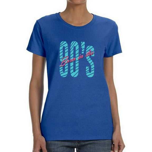 Retro Born In The 90's Graphic With Futuristic Font Women Royal Blue T-Shirt, Female Large