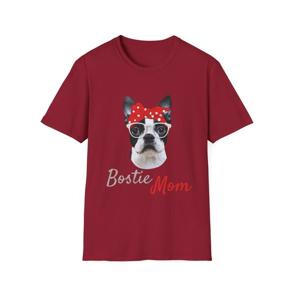 Retro Boston Terrier Dog Owner Gift	Vintage Funny Bostie Mom Cool Mama Graphic Men Women Unisex Softstyle T-Shirt