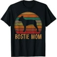 thumbnail image 1 of Retro Boston Terrier Mom Dog Mother Pet Bostie Mama T-ShirtMen and women can wear, black T-shirts, gifts. Age: M,L，XL 2XL, 3XL, 1011XL, 1 of 4