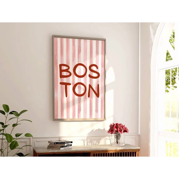 Retro Boston Travel Poster Vintage City Silhouette Minimalist Massachusetts Decor 2 Unframed Paper Print