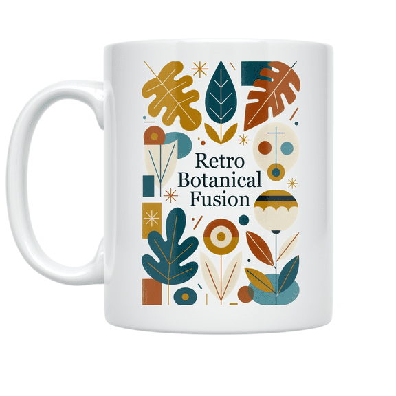 Retro Botanical Fusion - Home Decor Enthusiast - 11 oz Ceramic Coffee Mug